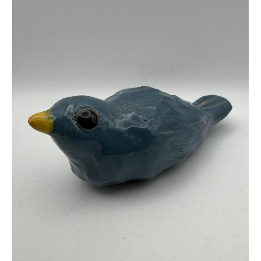 Turkey Mountain Pottery‎ Bird Figurine Blue Glaze Armuchee GA Folk Art 4.5"